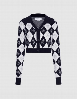 Urban Revivo Argyle Contrast Collar Button Up Kadın Hırka Gri | HPX1367LN