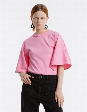 Urban Revivo Batwing Sleeve Kadın Tişört Pembe | MQP2331TD