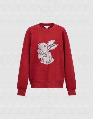 Urban Revivo Bunny Print Kadın Tişörtü Kırmızı | IWI4598EX