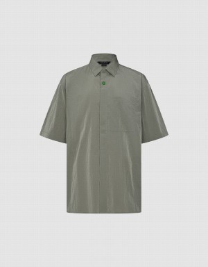 Urban Revivo Button Up Düz Erkek Gömlek Yeşil | OCZ8545DW