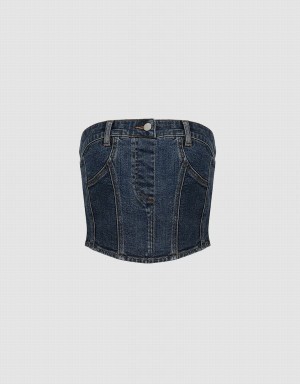 Urban Revivo Denim Top Kadın Gömlek Mavi | LNK9586HQ