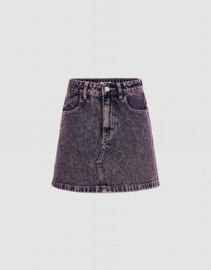 Urban Revivo Distressed Mini Düz Denim Kadın Etek Mavi | XTZ4049UD