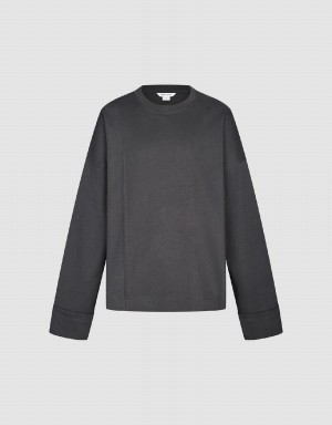 Urban Revivo Drop Shoulder Sleeve Crew Neck Erkek Tişörtü Koyu Gri | DLM678MF