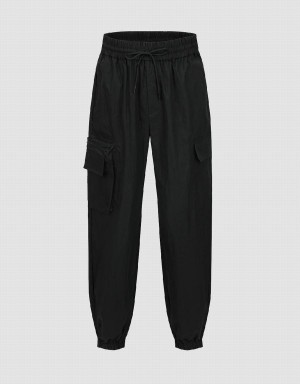 Urban Revivo Elastic Belli Jogger Erkek Pantolon Siyah | JXG2932AO