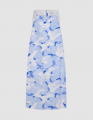 Urban Revivo Floral Print Cami Midi Sundress Kadın Elbise Mavi | MWC4810UJ