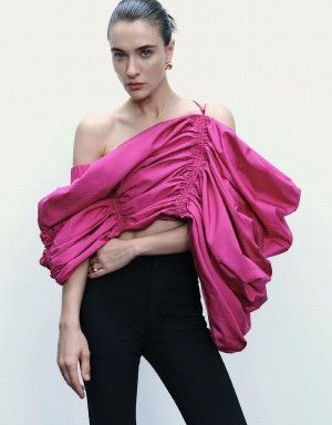 Urban Revivo Kolsuz Off-Shoulder Kadın Bluz Pembe Kırmızı | RFC425WU