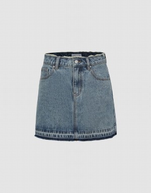 Urban Revivo Mini A-Line Denim Kadın Etek Mavi | VGD8619IE