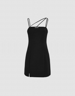 Urban Revivo Minimalistic Cami Mini Kadın Elbise Siyah | UCI976TK