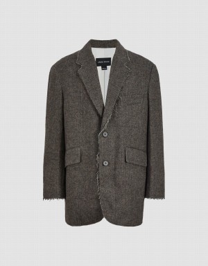 Urban Revivo Notch Lapel Tailored Erkek Blazerler Koyu Kahverengi | OSL4588BP