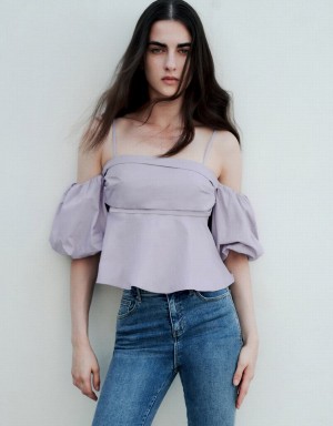 Urban Revivo Off-Shoulder Cami Kadın Atlet Mor | ENR9858YO