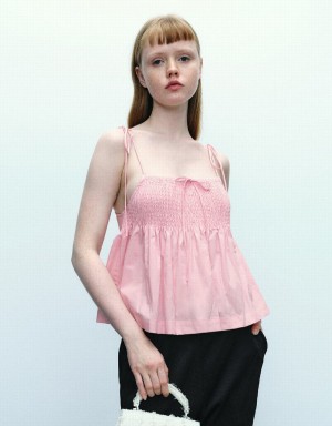 Urban Revivo Off-Shoulder Cami Top Kadın Bluz Pembe | NBW2476NA