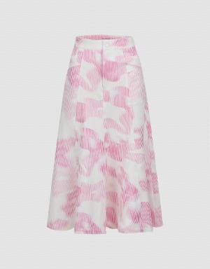 Urban Revivo Printed Midi Fishtail Kadın Etek Pembe | PZF5999PB