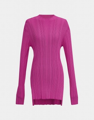 Urban Revivo Rib Knit Top Kadın Hırka Mor | LTM7495LJ