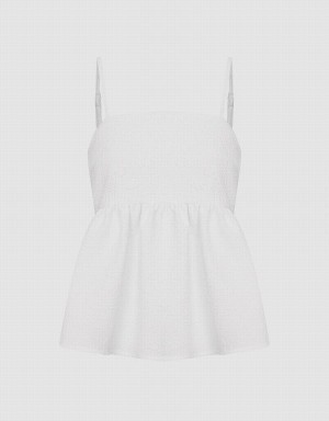 Urban Revivo Ruffle Hem Cami Kadın Atlet Beyaz | RCV1745BB