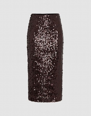 Urban Revivo Sequins Midi Düz Kadın Etek Mor | LVT3735SG