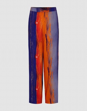 Urban Revivo Sunset Printed Geniş-Leg Kadın Pantolon Renkli | WEF4582IH