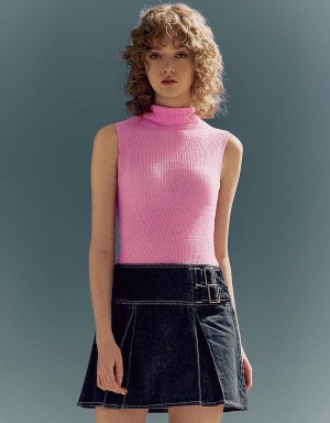 Urban Revivo Turtle Neck Örme Kadın Hırka Pembe | XGF3833ZW