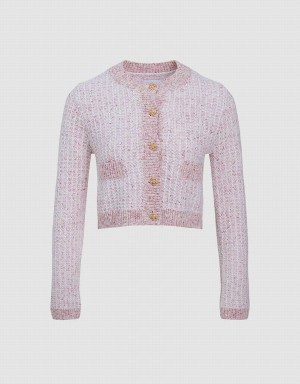 Urban Revivo Tweed Button Up Kadın Hırka Pembe | AUY7839OG