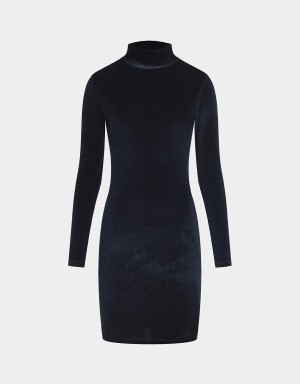 Urban Revivo Velvet Turtle Neck Bodycon Kadın Elbise Siyah | PZB6725IQ