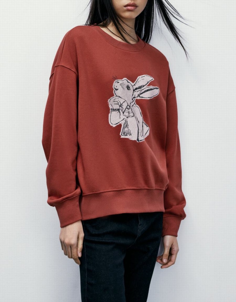 Urban Revivo Bunny Print Kadın Tişörtü Kırmızı | IWI4598EX