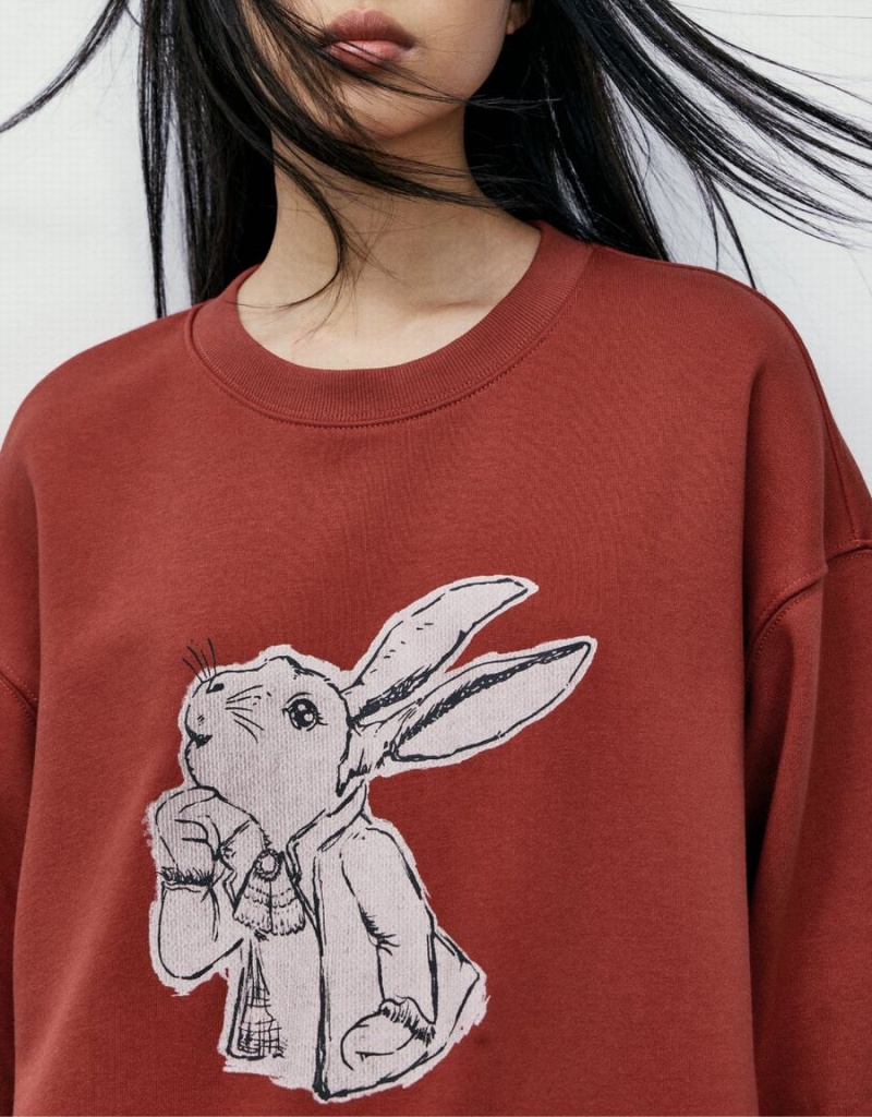 Urban Revivo Bunny Print Kadın Tişörtü Kırmızı | IWI4598EX