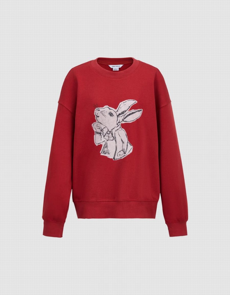 Urban Revivo Bunny Print Kadın Tişörtü Kırmızı | IWI4598EX