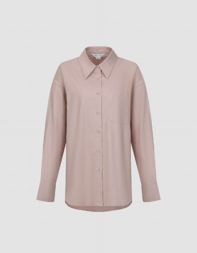 Urban Revivo Button Up Düz Kadın Gömlek Pembe | PSB1250TB