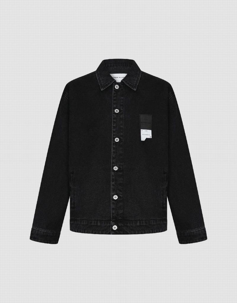 Urban Revivo Button Up Erkek Kot Ceketler Siyah | PQQ6918SR