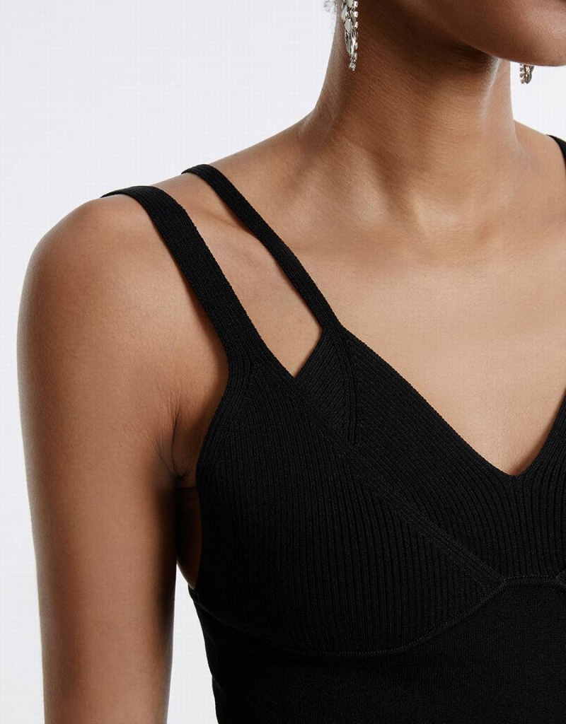 Urban Revivo Combination Camisole Kadın Atlet Siyah | YVM736JU