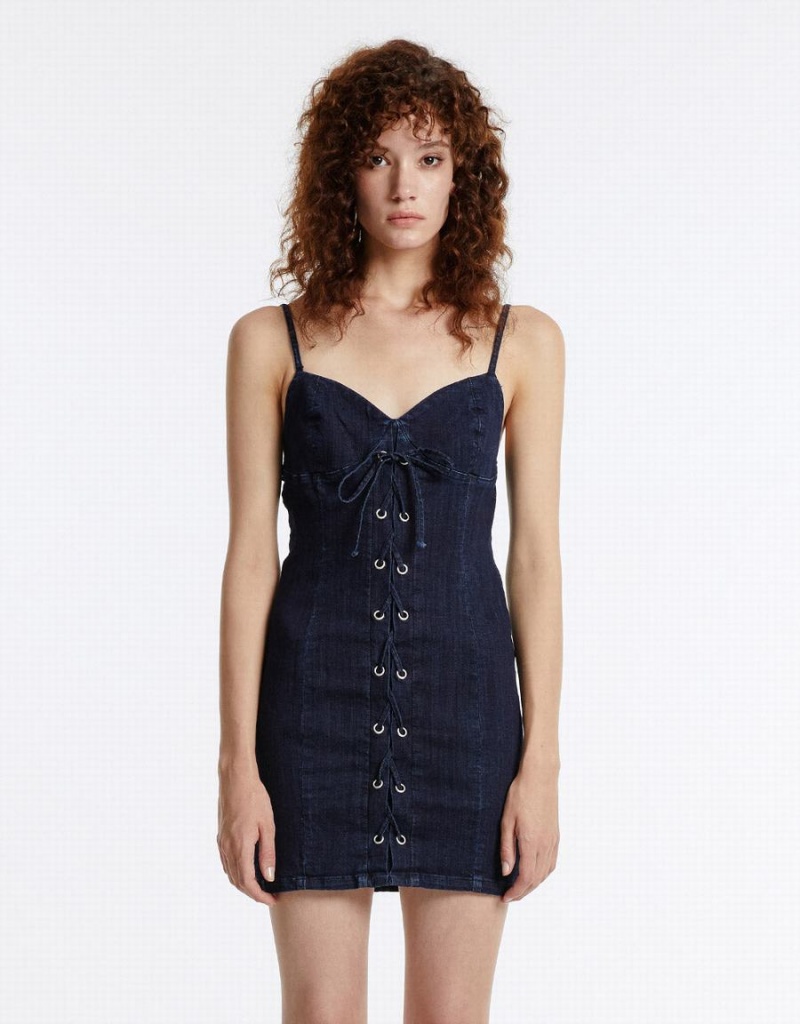 Urban Revivo Corset Stilleri Denim Kadın Elbise Mavi | OBV3219VG