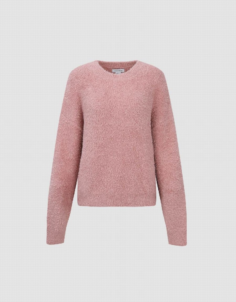 Urban Revivo Crew Neck Örme Kadın Hırka Pembe | MJM2870NL