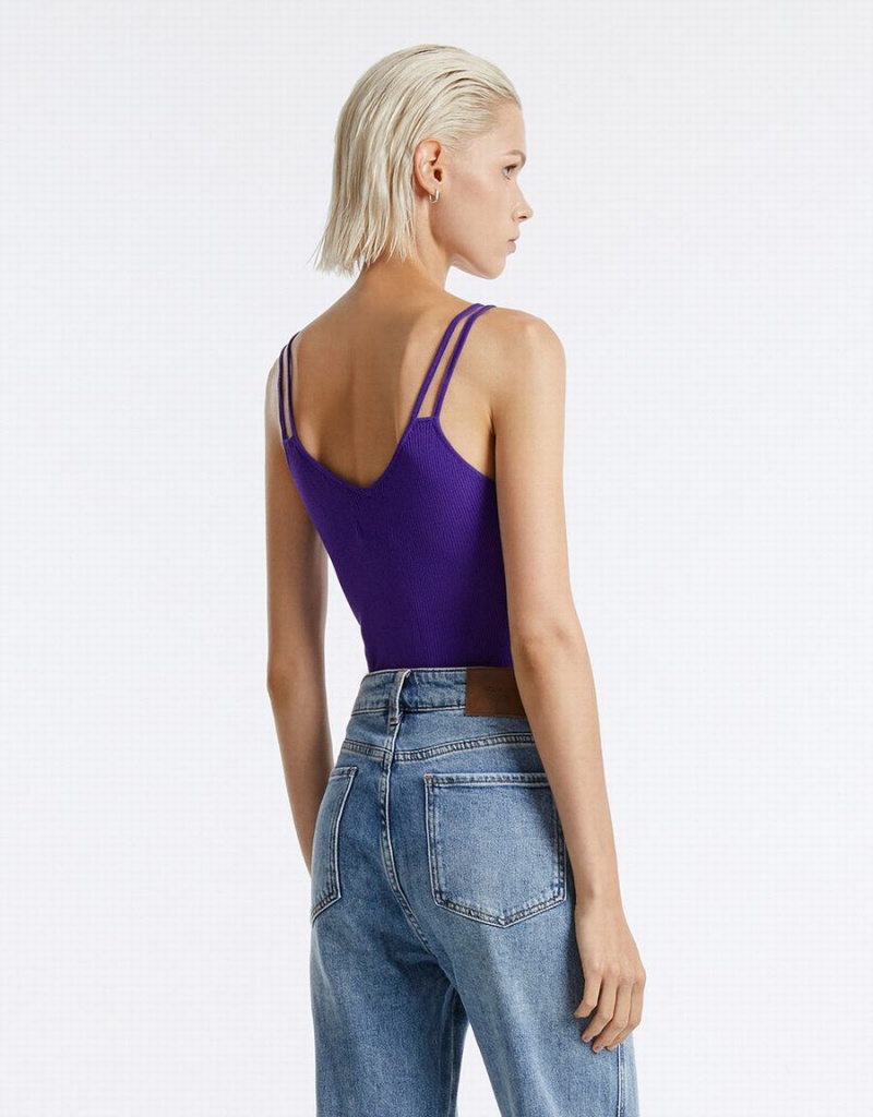 Urban Revivo Cut Out Örme Camisole Kadın Atlet Mor | MAO2488DY