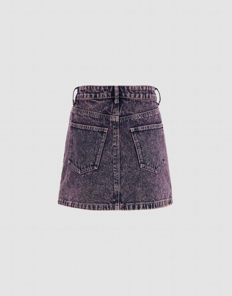 Urban Revivo Distressed Mini Düz Denim Kadın Etek Mavi | XTZ4049UD