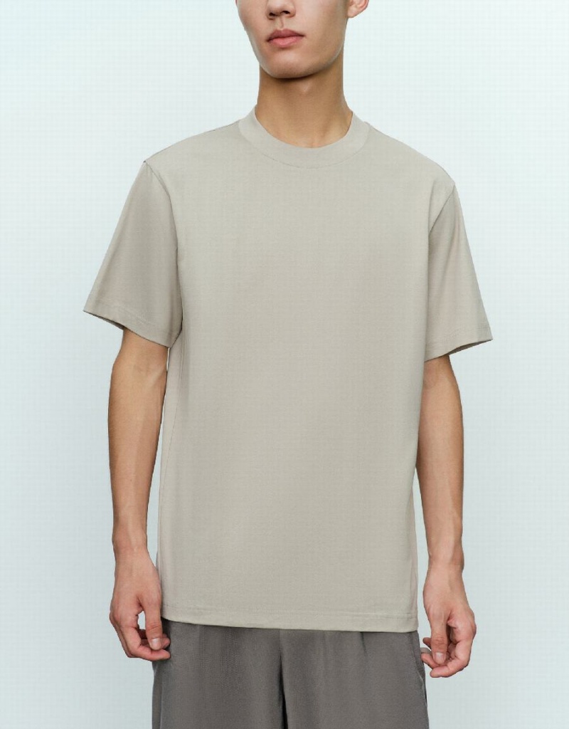 Urban Revivo Drop Shoulder Sleeve Crew Neck Erkek Tişört Gri | RSJ2554DV