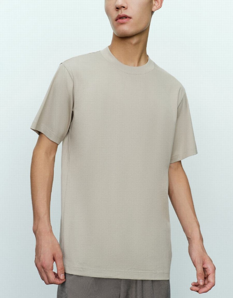 Urban Revivo Drop Shoulder Sleeve Crew Neck Erkek Tişört Gri | RSJ2554DV