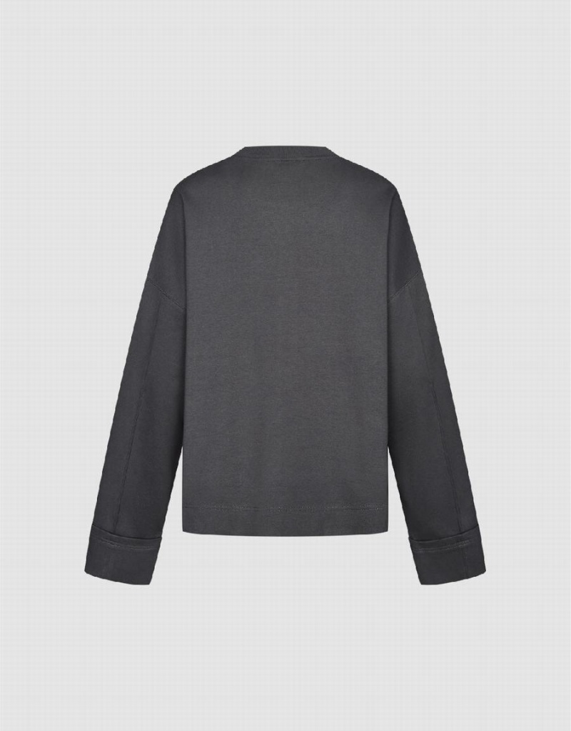 Urban Revivo Drop Shoulder Sleeve Crew Neck Erkek Tişörtü Koyu Gri | DLM678MF