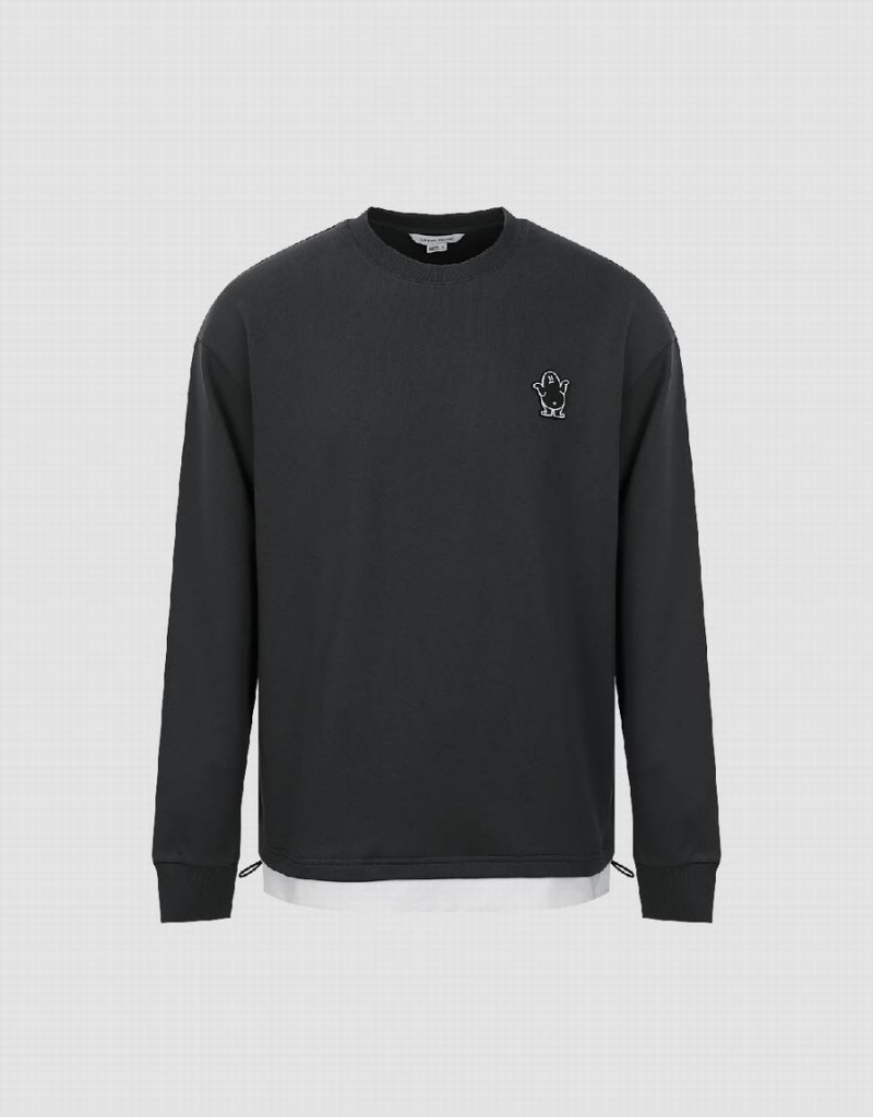 Urban Revivo Drop Shoulder Sleeve Crew Neck Erkek Tişörtü Gri | IGI2530QB