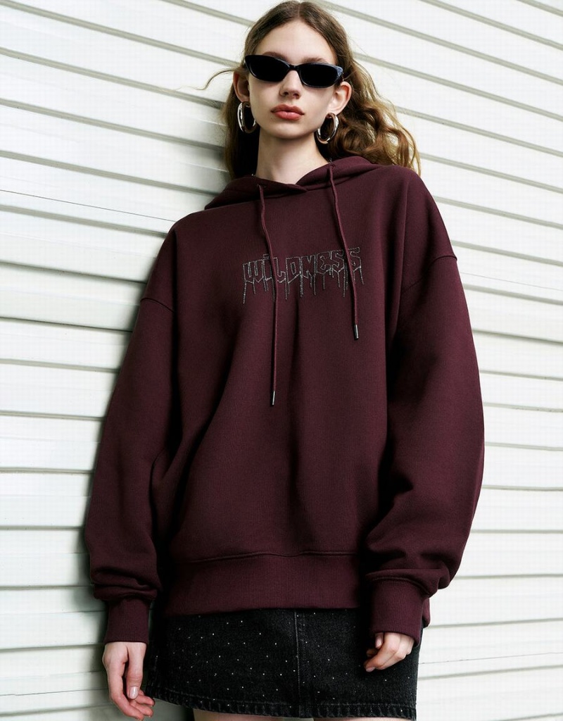 Urban Revivo Drop Shoulder Sleeve Kukuletalı Oversized Kadın Tişörtü Mor | ZOU529RF