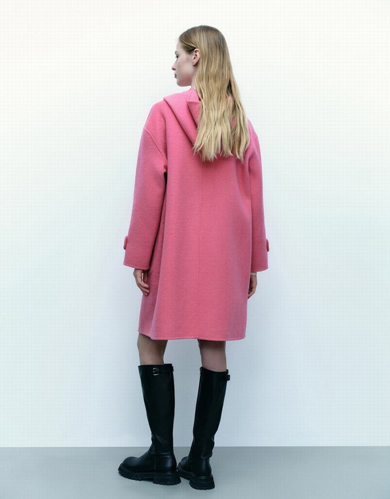 Urban Revivo Düz Longline Woolen Kadın Kaban Pembe Kırmızı | SFE2111AB