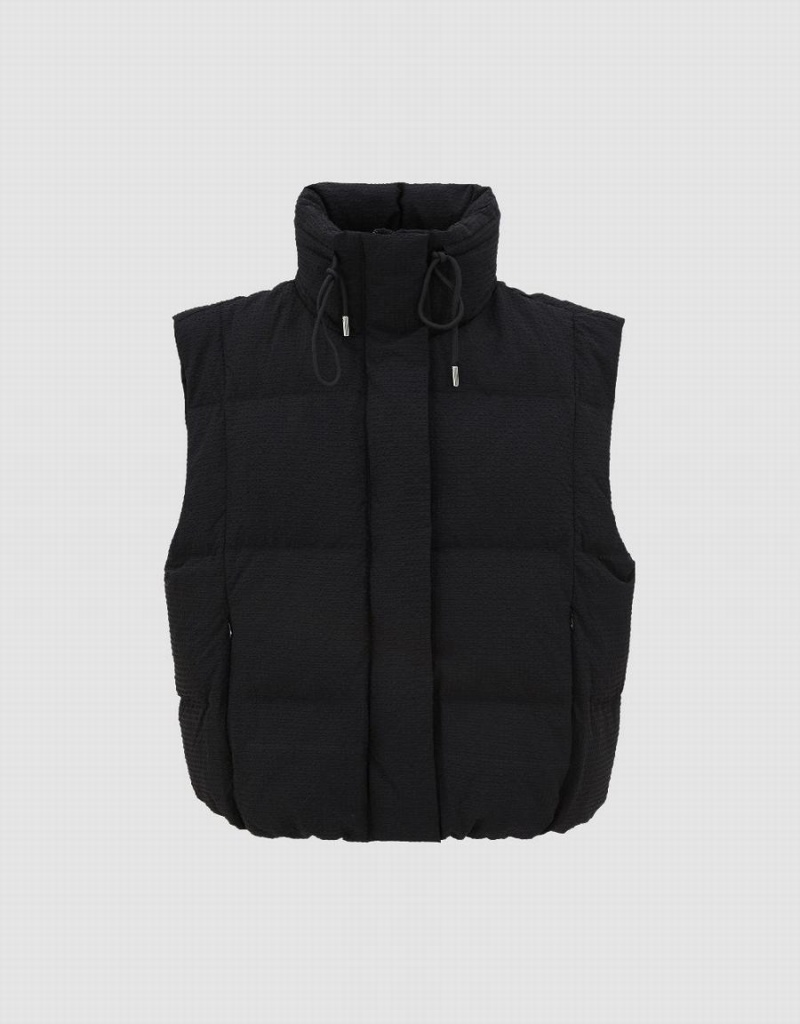 Urban Revivo Düz Puffer Waistcoat Kadın Kaz Tüyü Mont Siyah | GXD9487LL