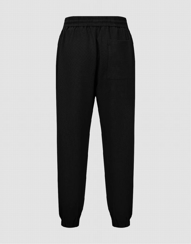 Urban Revivo Elastic Belli Örme Jogger Erkek Pantolon Siyah | TEX4599EX