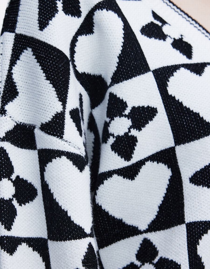 Urban Revivo Heart & Checkered Pattern Kadın Kazak Gri | RAT9238FH