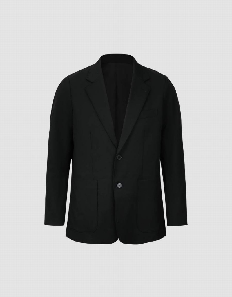 Urban Revivo Notch Lapel Tailored Erkek Blazerler Siyah | QCL5622OH