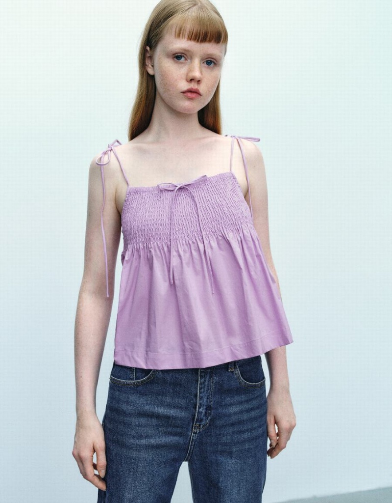 Urban Revivo Off-Shoulder Cami Top Kadın Bluz Mor | CEM3392QG