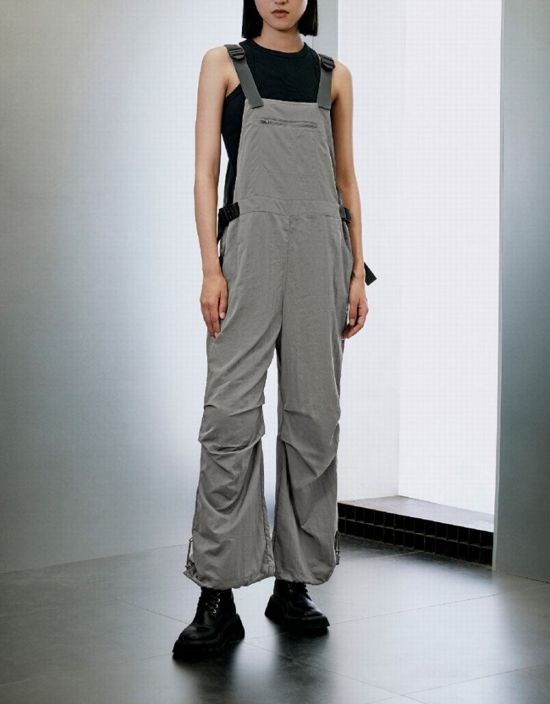 Urban Revivo Overall With Front Fermuarlı Pocket Kadın Pantolon Açık Gri | BKE574VQ