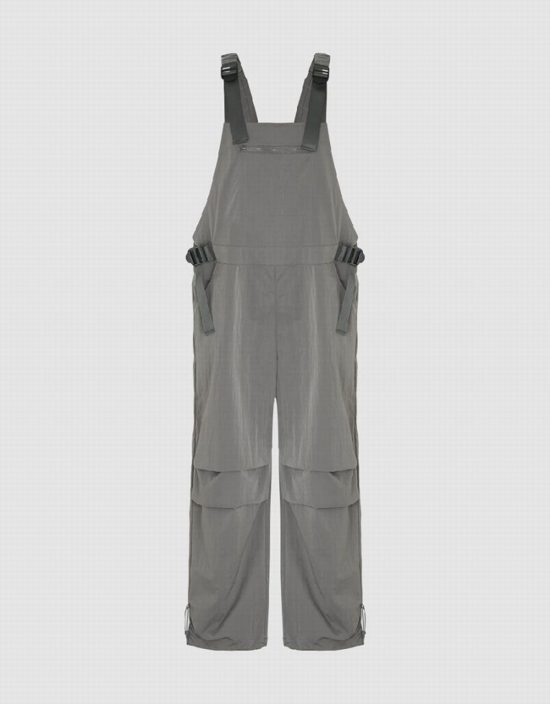 Urban Revivo Overall With Front Fermuarlı Pocket Kadın Pantolon Açık Gri | BKE574VQ