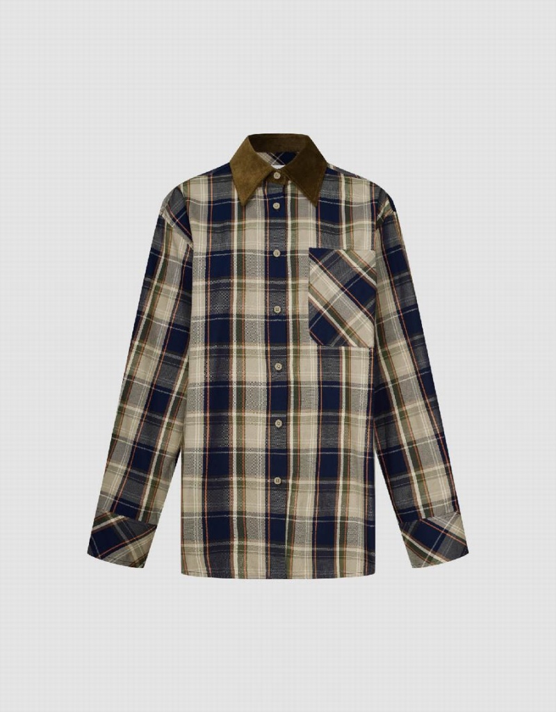 Urban Revivo Plaid A-Line Kadın Gömlek Kahverengi | PLT2547XL