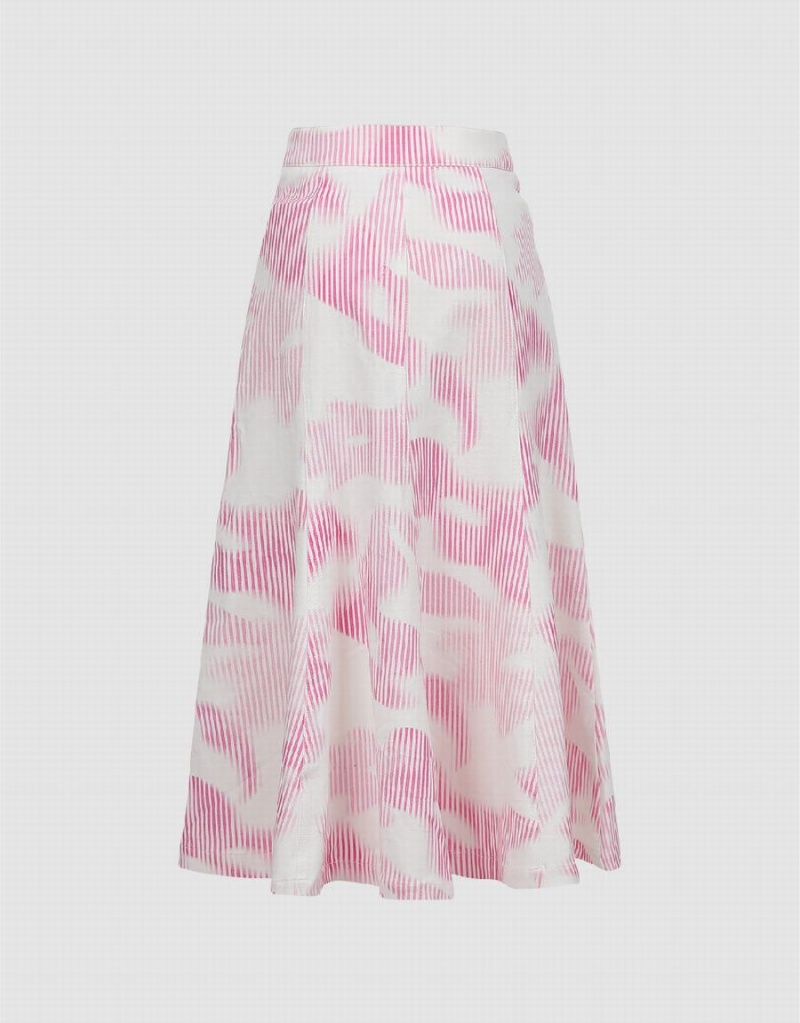 Urban Revivo Printed Midi Fishtail Kadın Etek Pembe | PZF5999PB