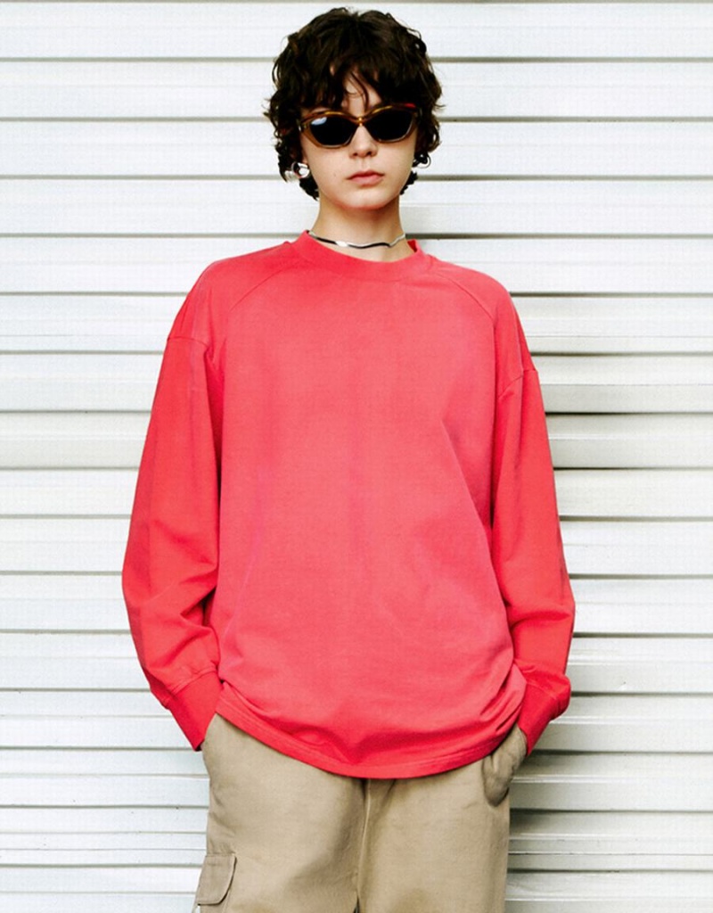 Urban Revivo Raglan Sleeve Crew Neck Loose Kadın Tişörtü Pembe | ZVK4876YW