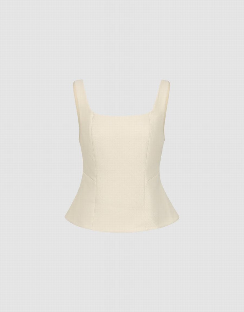 Urban Revivo Square-cut Collar Cami Kadın Atlet Beyaz | IBG1244XE